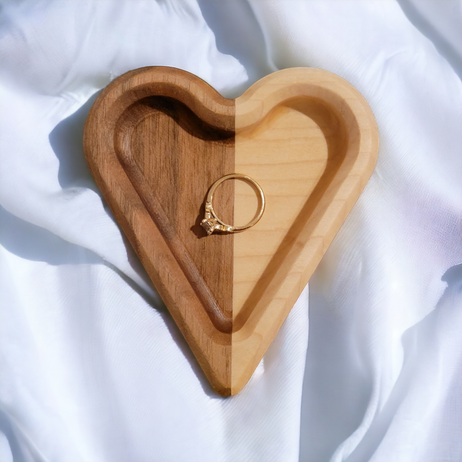 Two Hearts Ring Dish || Walnut and Maple