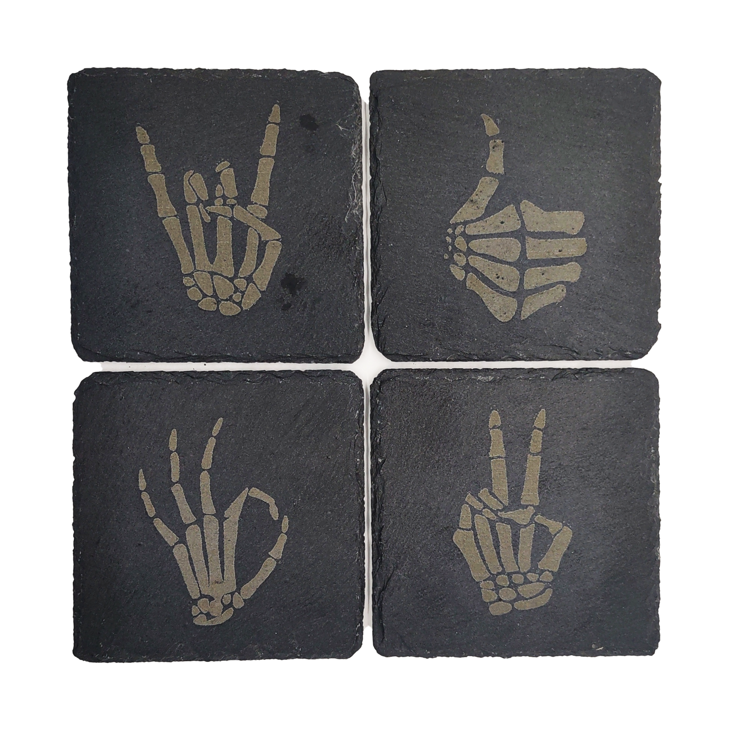 Skeleton Hands Slate Coasters (4 pcs.)