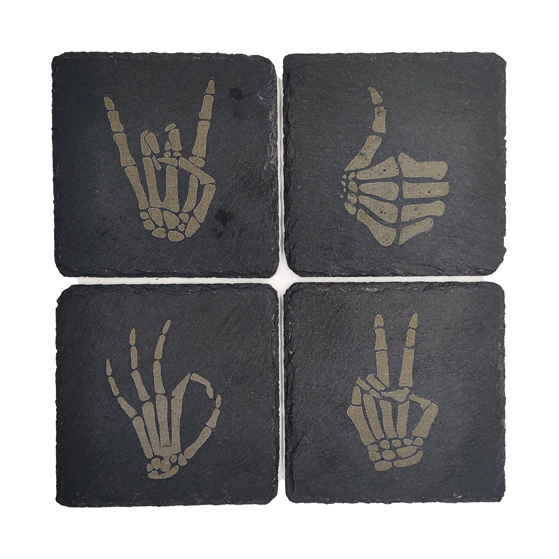 Skeleton Hands Slate Coasters (4 pcs.)