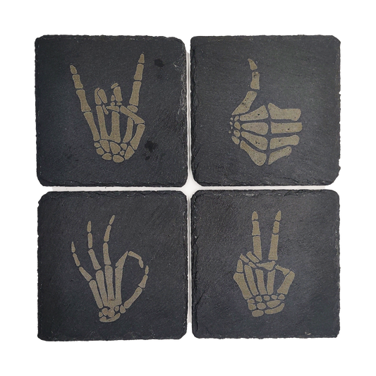 Skeleton Hands Slate Coasters (4 pcs.)