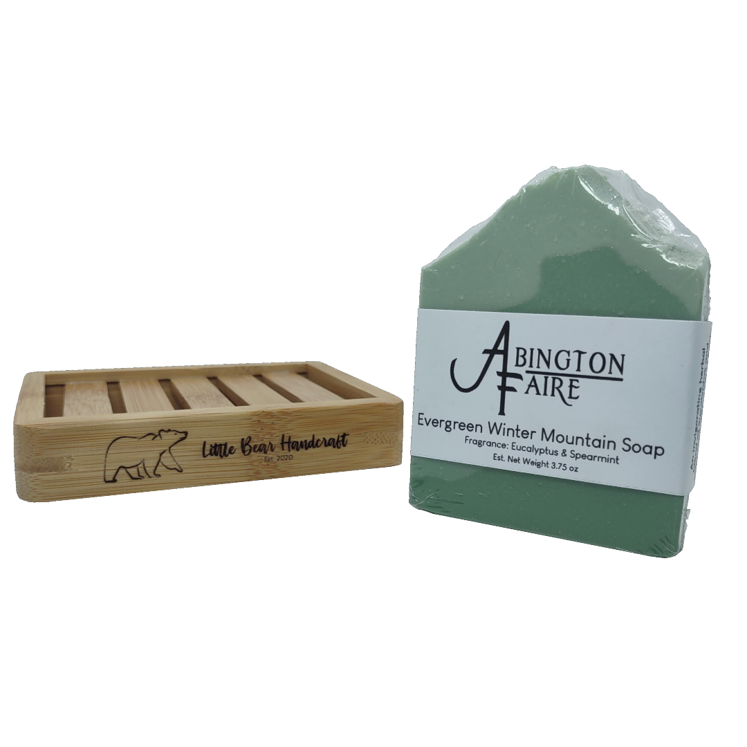 Soap and Bamboo Dish - Evergreen Winter Mountain
