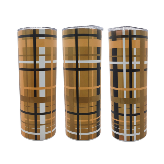 Orange and Brown Plaid 20 oz. Tumbler