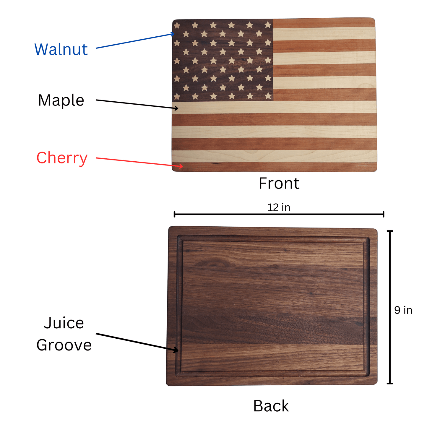 American Flag Hardwood Cutting Board