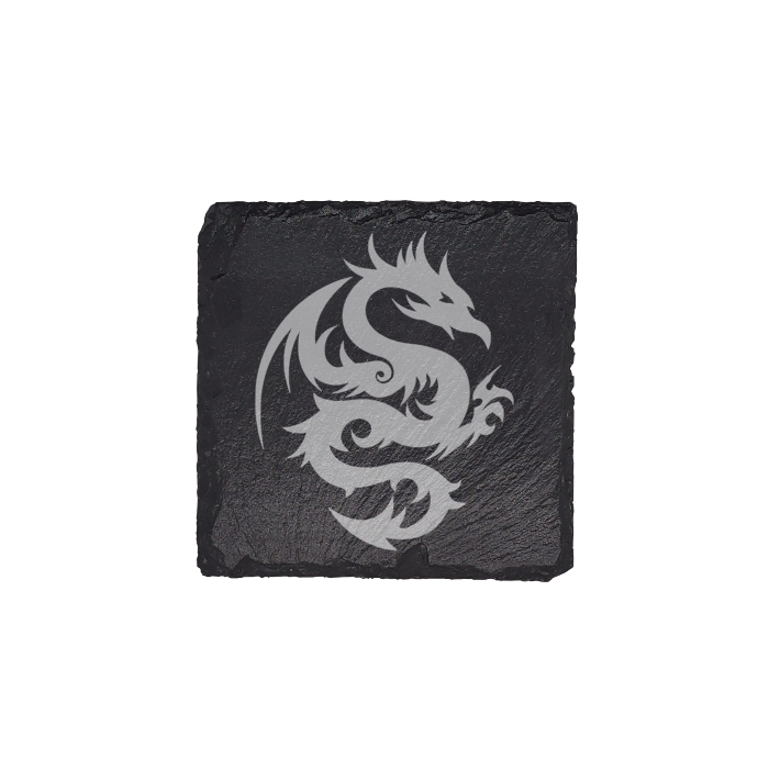 Dragon Design Slate Coasters: Unleash Mythical Elegance on Your Table!