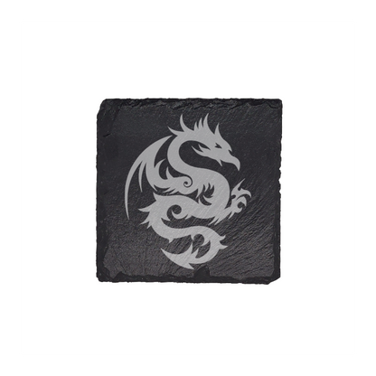 Dragon Design Slate Coasters: Unleash Mythical Elegance on Your Table!