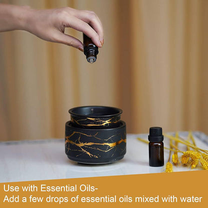 Black & Gold Electric Wax Melt Warmer with On/Off Switch