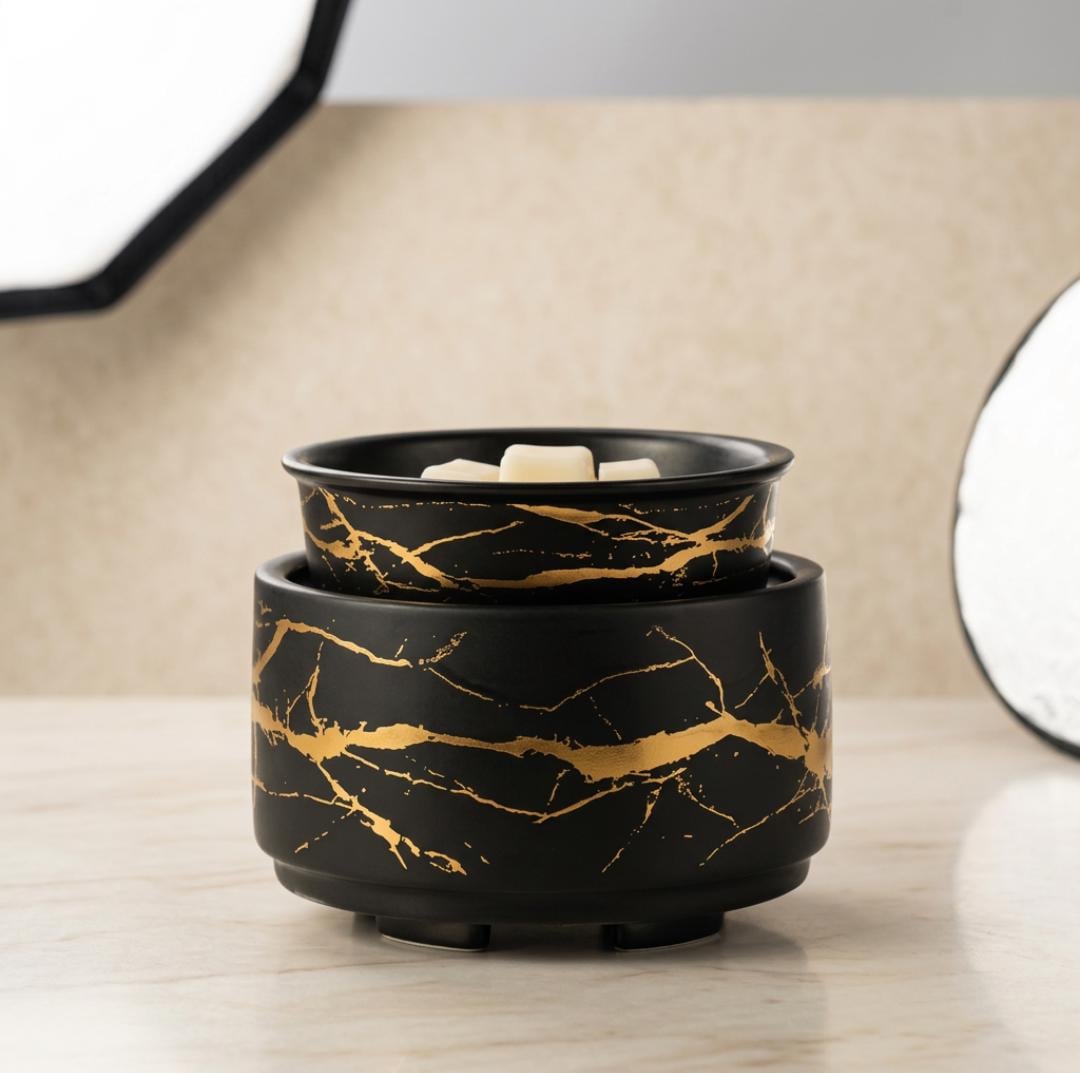 Black & Gold Electric Wax Melt Warmer with On/Off Switch