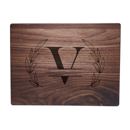 Personalized Monogram Walnut Cutting Board V