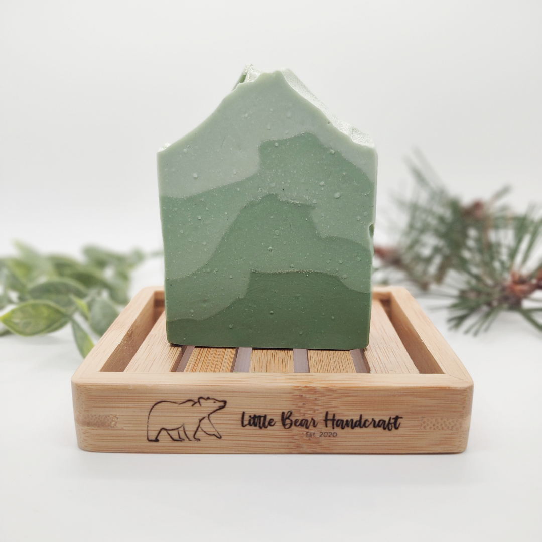 Soap and Bamboo Dish - Evergreen Winter Mountain
