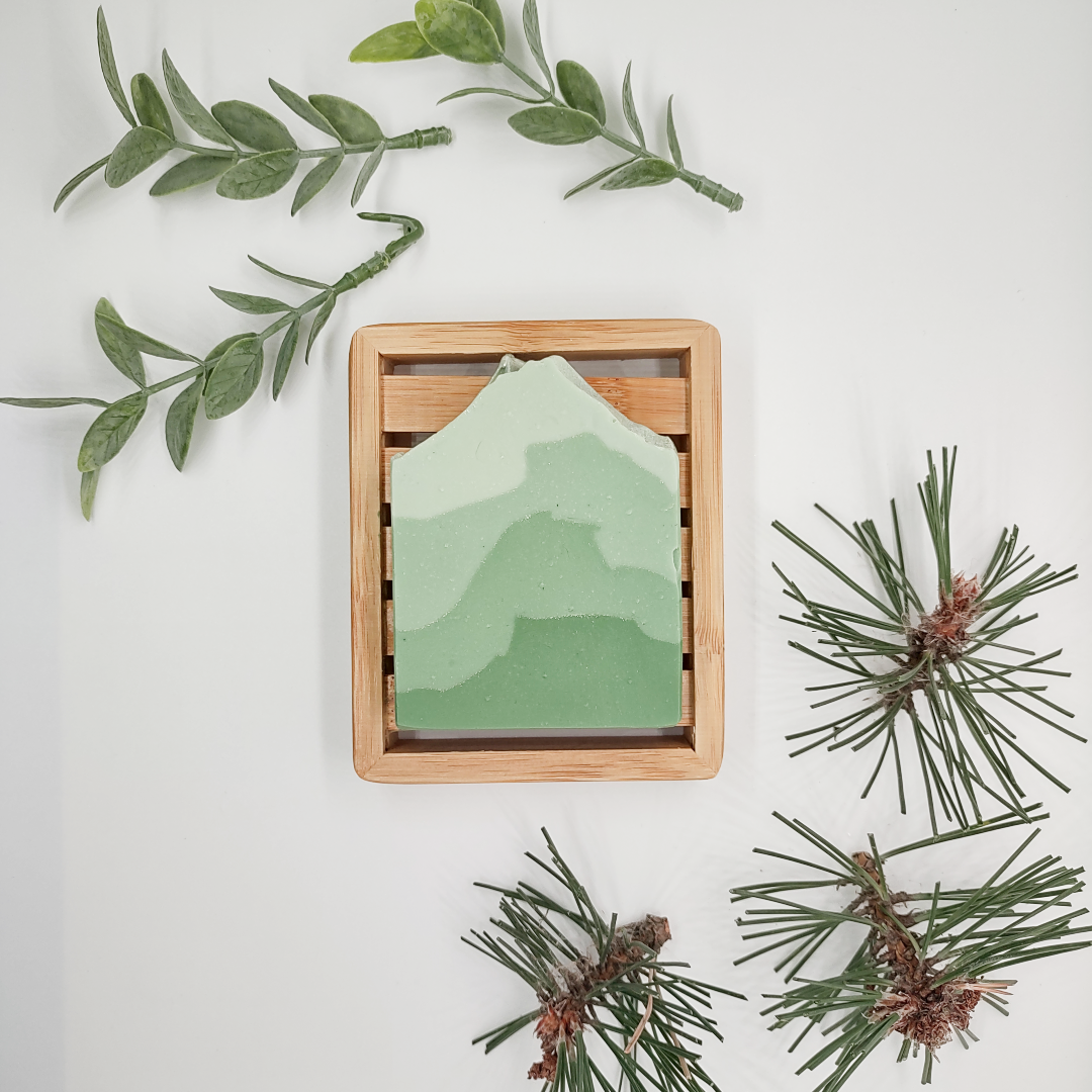 Soap and Bamboo Dish - Evergreen Winter Mountain